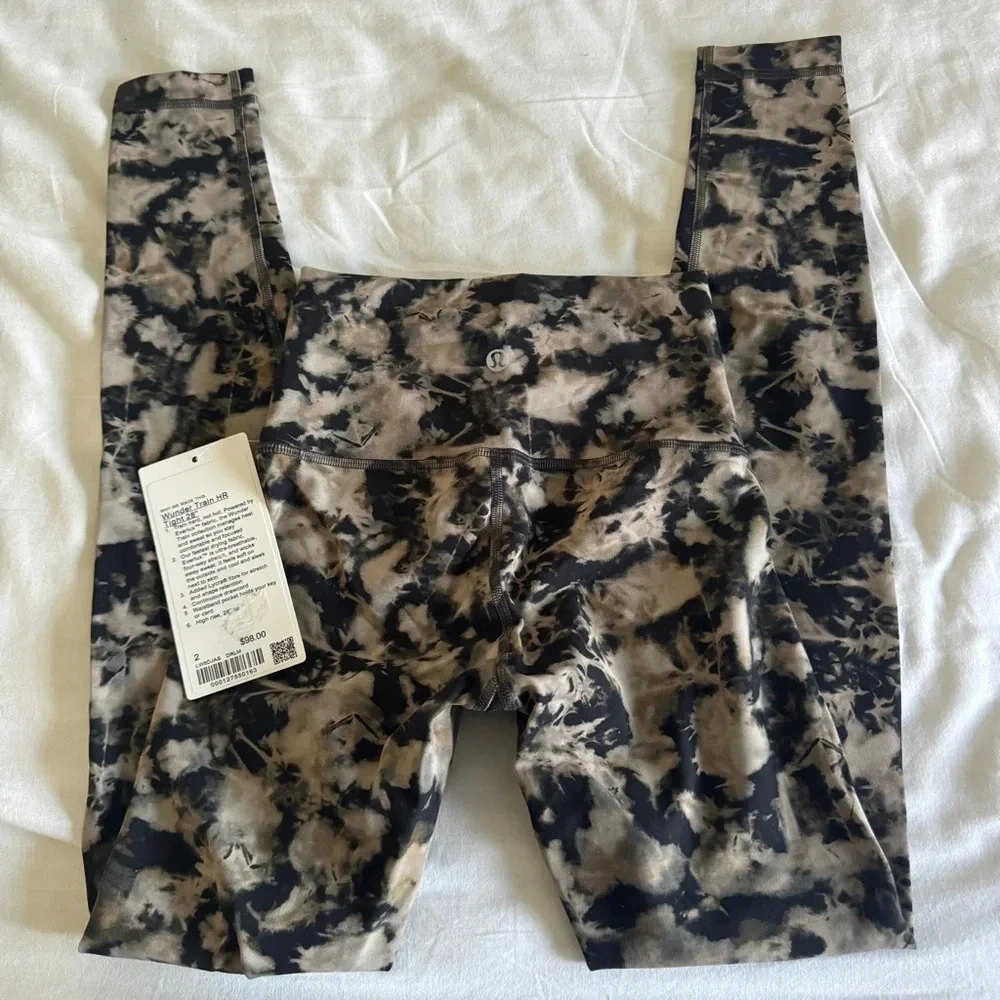 🆕 Lululemon Wunder Train HR Tight 28” Dispersed Light Raw Linen Multi